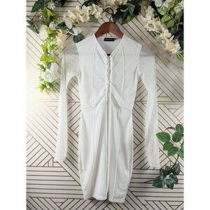 Pretty Little Thing White Lace Up Mini Dress Mesh Size 2